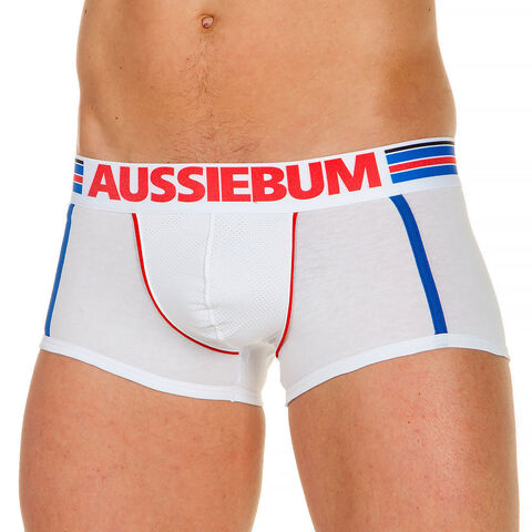 Трусы мужские боксеры белые с вставкой из сетки AUSSIEBUM