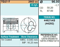 Поршень двигателя TEIKIN 44621AG 0.50 (4шт/упак)