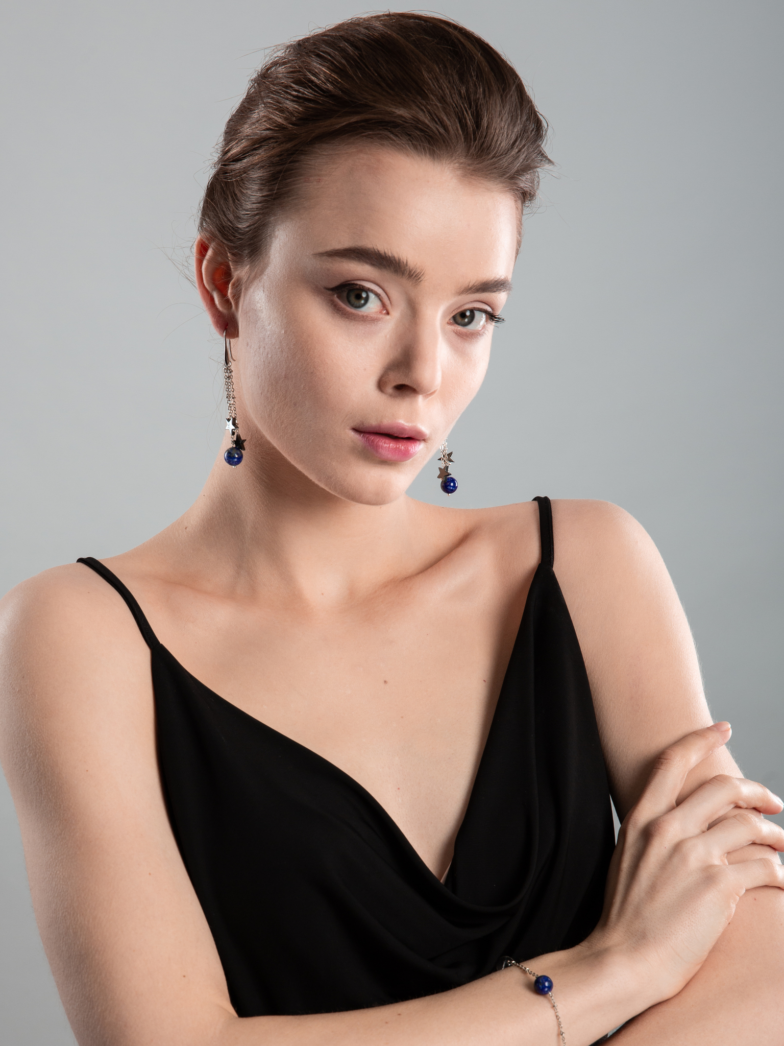 Серьги из лазурита и гематита