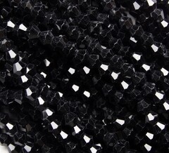 ББН008НН4 Хрустальные бусины "биконус", цвет: черный непрозрачный, размер 4 мм, кол-во: 95-100 шт.