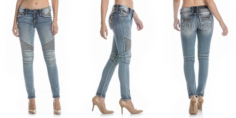 Rock Revival | Джинсы женские GABY S243 SKINNY MOTO RP9415S243 перед сзади и боком