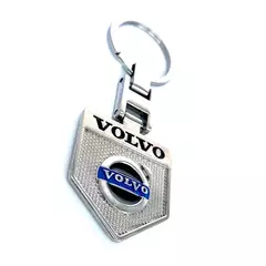 Брелок для ключей металлический с эмблемой Volvo (металл, треугольный, серебристый с синим)