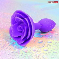 Фиолетовая гладкая анальная втулка-роза - 