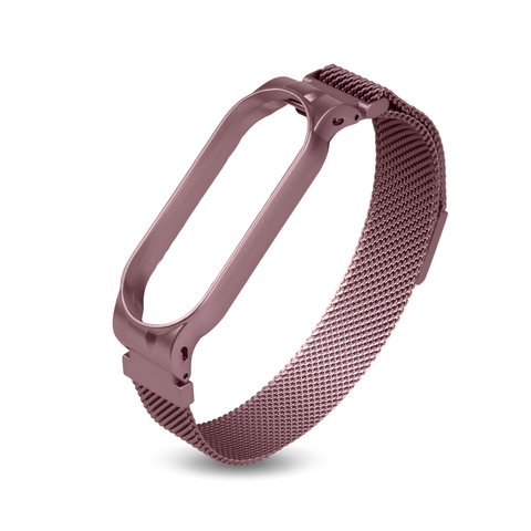 Металлический ремешок Milanese Loop для Xiaomi Mi Band 5 (Нежно-розовый)