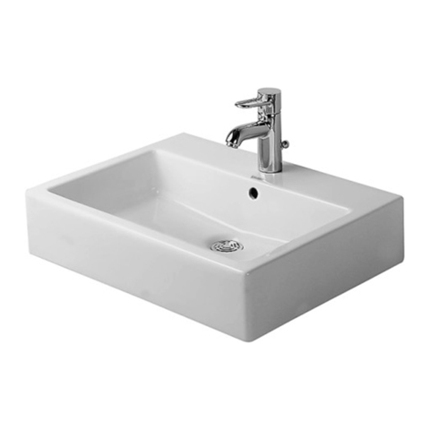 Duravit Vero Раковина Умывальник шлифованный без перелива, с 1 отв. под смес., включая крепление, 600x470мм, Цвет: Белый 454600071