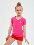 B14210V-FF232 Футболка спортивного назначения для занятий гимнастикой для девочек (розовый) фото 2