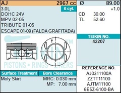 Поршень двигателя TEIKIN 42207 STD (6шт/упак)