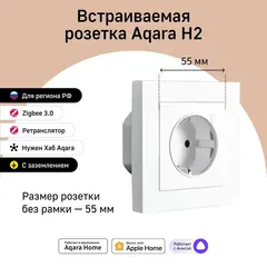 Умная встраиваемая Zigbee розетка Aqara Wall Outlet H2 EU