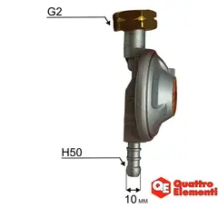 Редуктор газового балона QUATTRO ELEMENTI QE-3300/4000/5000Gi 0.03 bar. с шлангом (798-737-21)