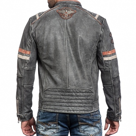 Affliction | Куртка мужская кожаная Busted Piston Jacket 110OW239 спина