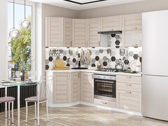 Угловая модульная кухня Лофт-03 Cappuccino Veralinga - Белый 2140*1200/2200*600