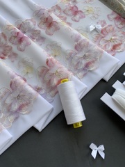 Вышивка на сетке розовая/цветочная 24 см, Китай