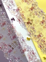 Вышивка на сетке розовая/цветочная 24 см, Китай