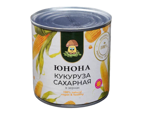 Кукуруза сахарная в зернах в вакуумной упаковке 340г ж/б Юнона