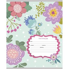 
          Тетрадь 12л., линия, Проф-Пресс, скрепка, блок офсет, мелован. картон "Яркие цветы на нежном фоне", 5 диз. в спайке