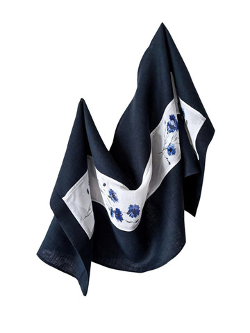 Палантин комбинированный темно-синий с белым печать 