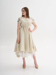 Зефирка. Юбка женская льняная макси с кружевом SY-1284