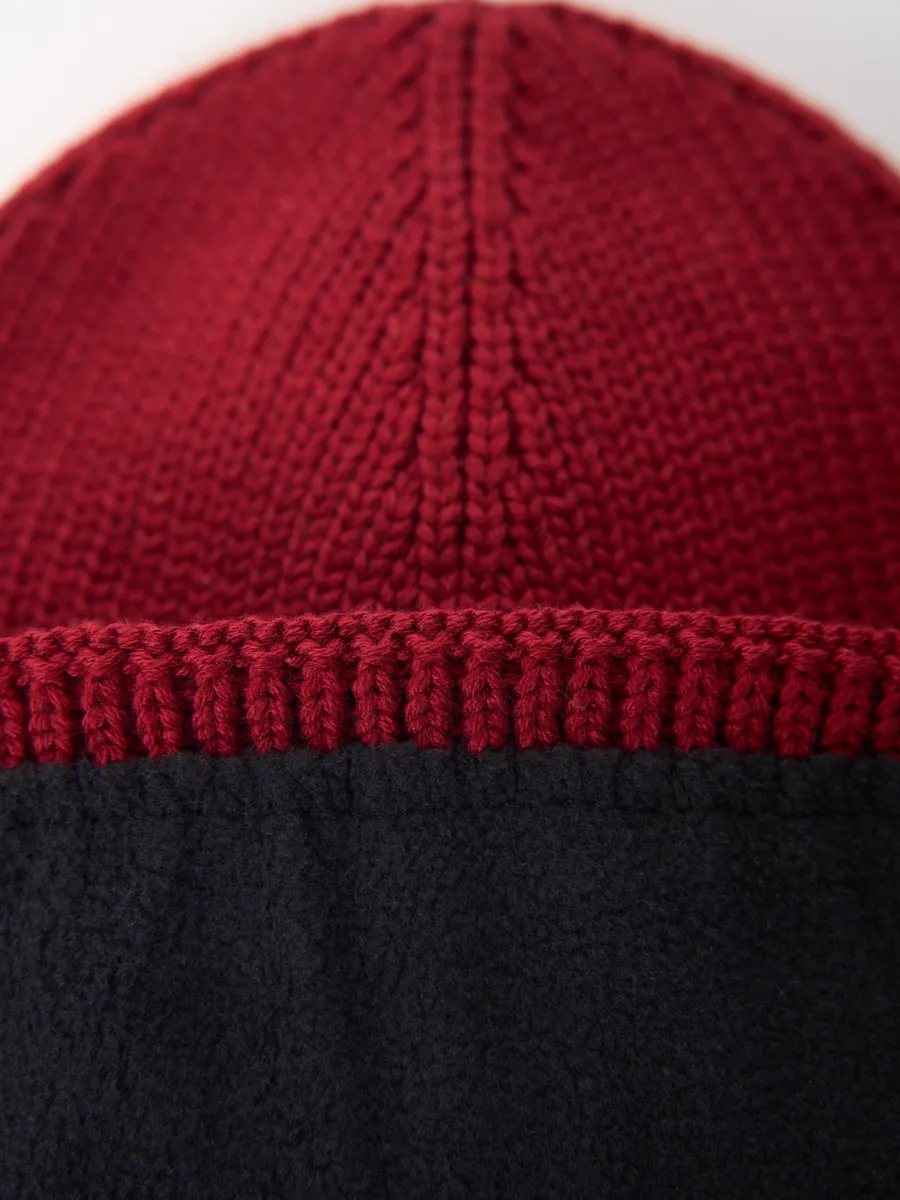 Шапка зимняя на флисе вязаная осень