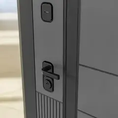 Входная металлическая дверь Лабиринт Эволаб Велютто Оскуро 10 Серый софт, черный молдинг (матовый, без текстуры)