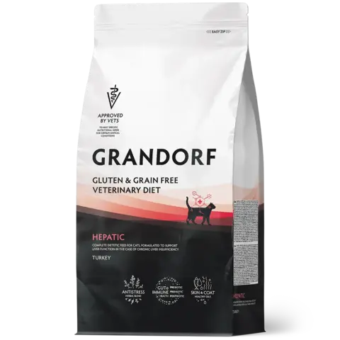 GRANDORF HEPATIC сухой корм для кошек / для поддержания функции печени при хронической печеночной недостаточности (2 кг)
