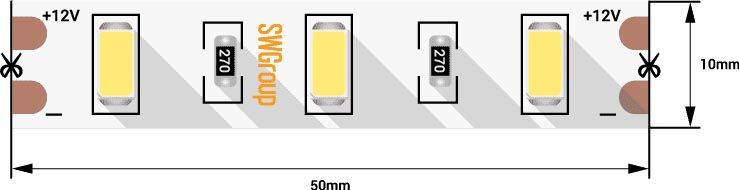 Светодиодная лента SWG 12W/m 60LED/m 5630SMD нейтральный белый 5M 001689