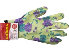 GRINDA L-XL, садовые перчатки с прозрачным нитриловым покрытием, зелёные, 13 класс (11295-XL)