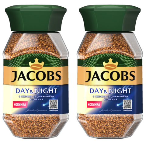 купить Комплект кофе растворимый Jacobs Day & Night, 95 г стеклянная банка х 2 шт