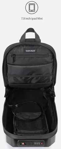 Картинка рюкзак однолямочный Ozuko 9499s black - 7