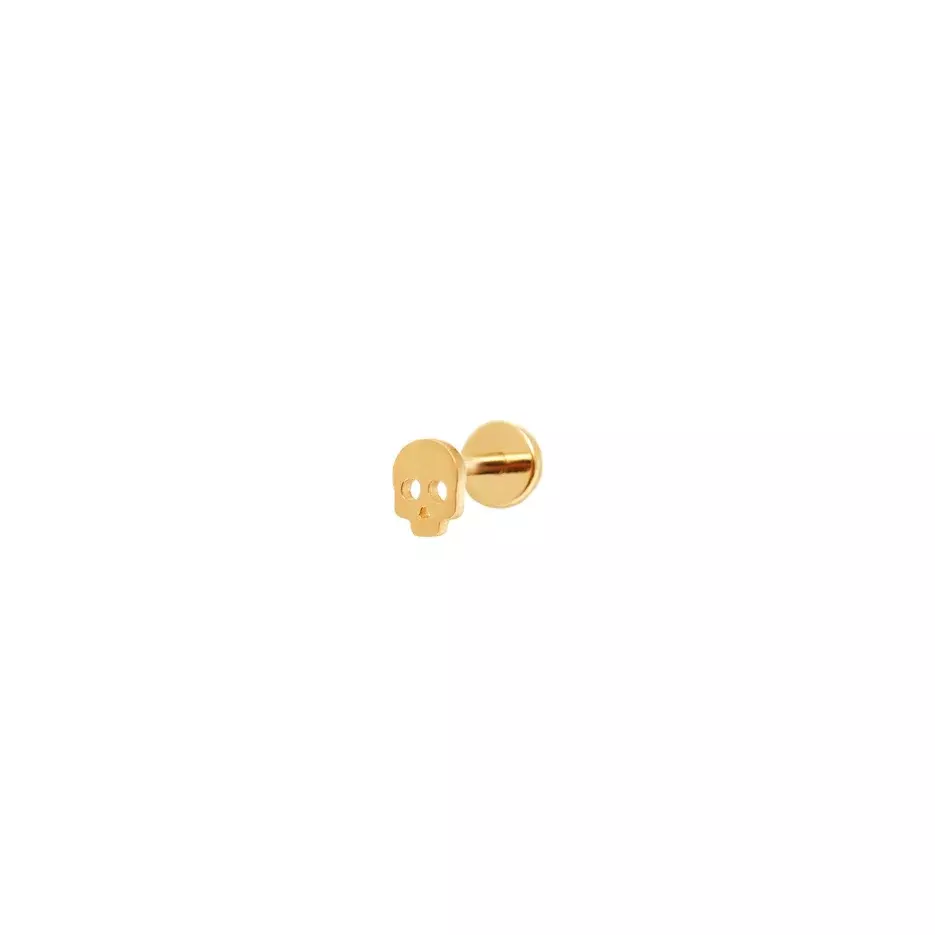 VIVA LA VIKA Лабрет Plain Skull Stud Earring - Gold