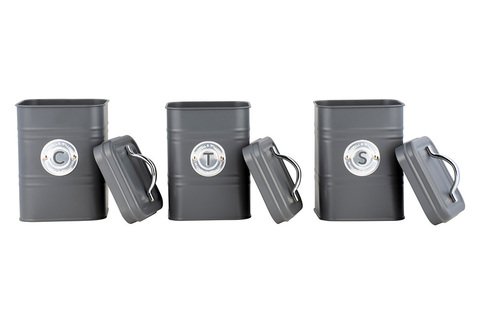 Набор банок для сыпучих продуктов 3шт 1.45л Maxwell&Williams Grandham тёмно-серый