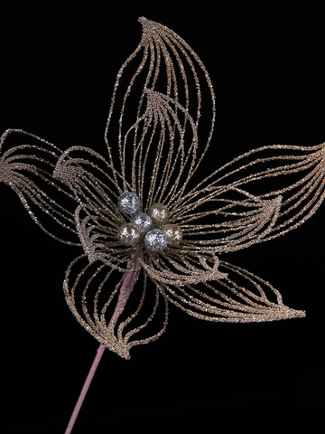 Цветок 19х52см ChristmasDeLuxe платина