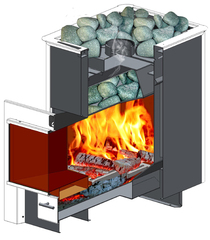 Печь-каменка ДоброПар 14-18 (чугунная дверца со стеклом) в интернет-магазине ЯрТехника