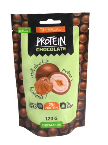 Протеиновое драже в шоколаде Chikalab Фундук, 120 гр