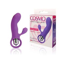 Фиолетовый вибромассажер COSMO с покрытым усиками клиторальным стимулятором - 