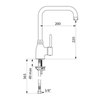 Delabie 2506T2 Смеситель для раковины, поворотный излив 220/200, без тяги