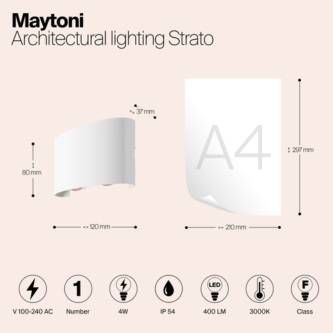 Уличный настенный светодиодный светильник Maytoni Strato O417WL-L4W3K