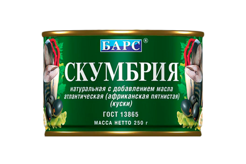 Скумбрия Барс атлантическая натур с маслом ж/б 250г ключ, шт