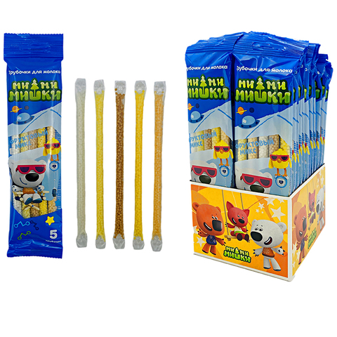 Трубочка для молока Ми-Ми-Мишки фруктовый микс (кокос, персик, манго, банан, карамель) 1кор*6бл*24шт, 30гр