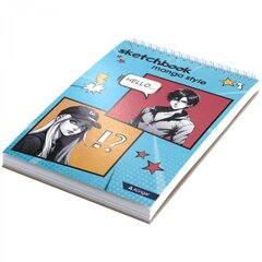 
          Скетчбук А5 60л., "Manga style", 120 г/м2, Alingar, гребень, мелованный картон, жёсткая подложка, офсет