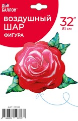 К Фигура, Цветок, Роза акварельная, Красный, 32''/81 см, 1 шт.