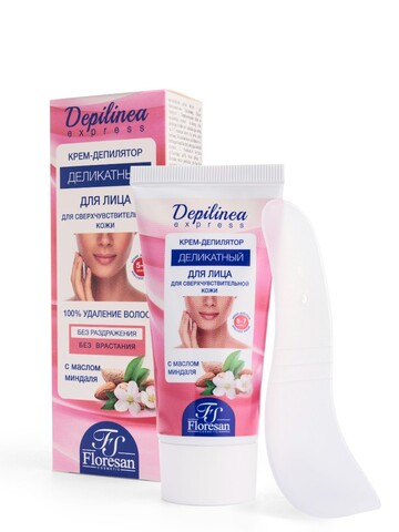 Floresan DEPILNEA Крем-депилятор для сверхчувствительной кожи лица с персиковым маслом, 50мл
