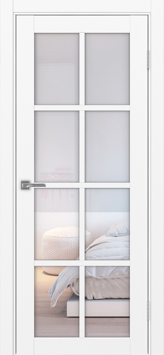Дверь межкомнатная Оптима Порте Турин 541.2222, цвет белый снежный, экошпон, стекло прозрачное
