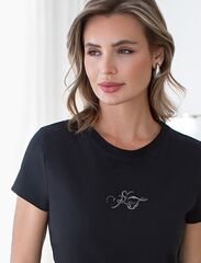 Нарядная футболка с принтом пайетками из премиального хлопка с эластаном  D49.123 (128807)