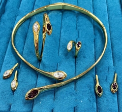 Серьги UNOde50 с овальными а белыми/аквамариновыми вставками