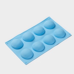 Форма силиконовая для выпечки Доляна «Полусфера», 28×16.5 см, 8 ячеек, d=5.5 см, голубая