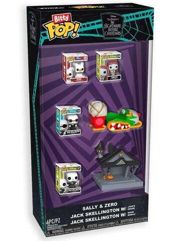 Funko Bitty POP! Disney. The Nightmare Before Christmas: Sally & Zero + Jack with Jack's House + Jack with Snow Mobile