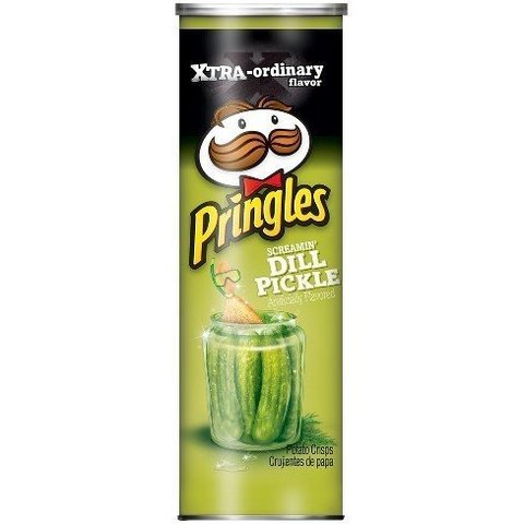 Чипсы Pringles Screamin' dill pickle Принглс со вкусом солёных огурчиков с укропом 158 гр