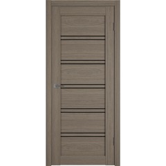 Купить Межкомнатная дверь экошпон VFD Atum Pro 28 Brun Oak стекло Black Gloss