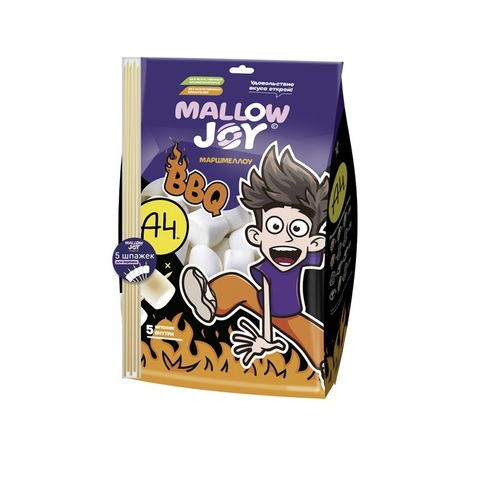 ВЛАД А4 MALLOW JOY Маршмеллоу для барбекю в пакете со шпажками 1кор*2бл*5шт, 150г.