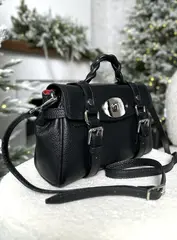 Женская черная сумочка из натуральной кожи